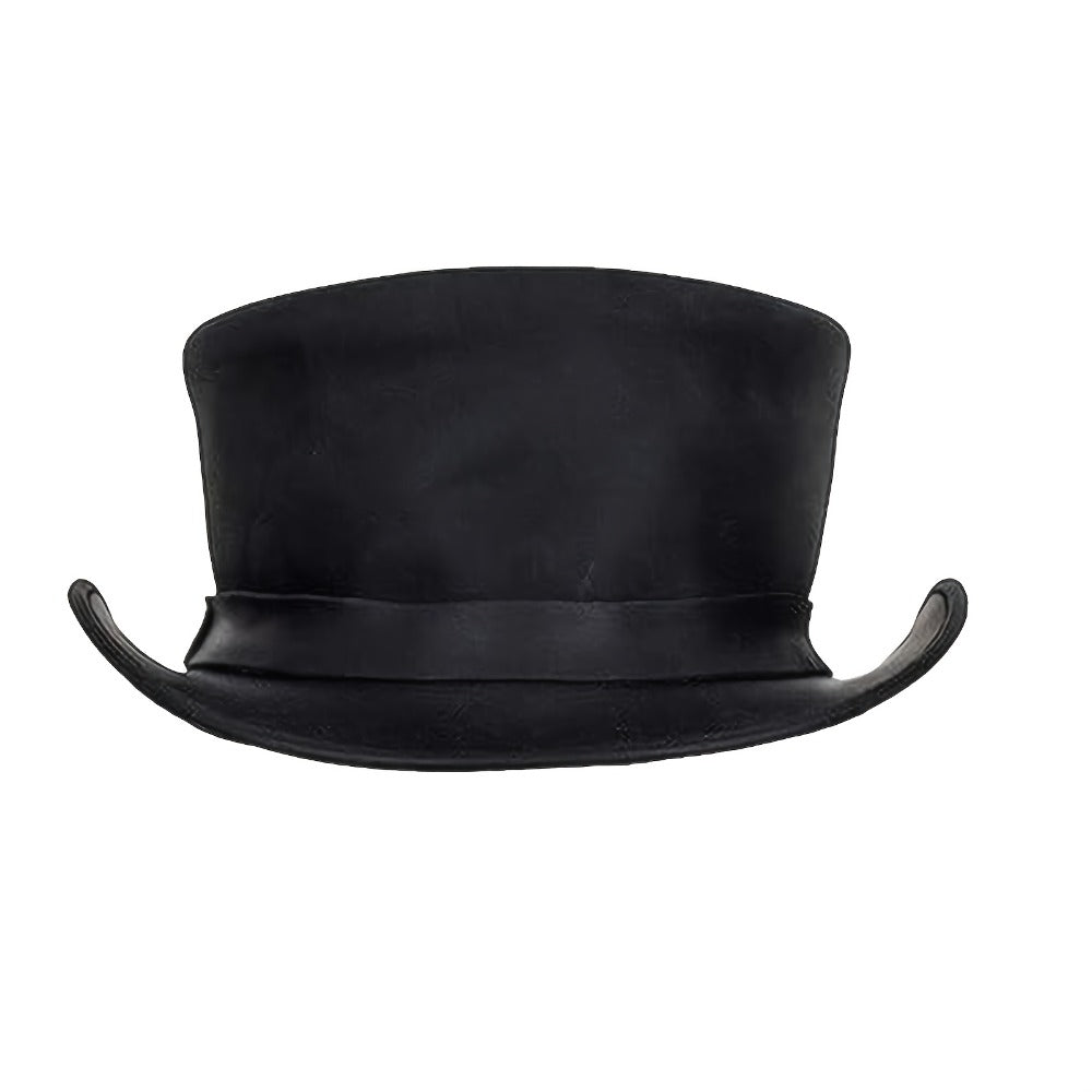 Genuine Leather Top Hat Steampunk – Shapeable Wide Brim Gentleman Hat for Men Women, Halloween Costume Topper, Deadman Victorian Derby Hat