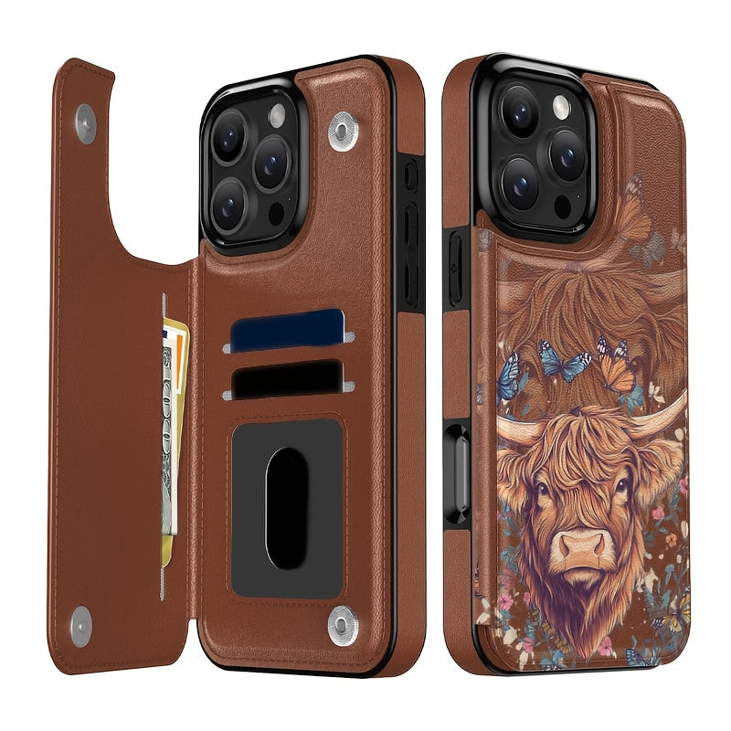 Wallet iPhone Case Floral Flower Butterfly Flip Cover with Kickstand with the Listed Color, Size or Set Options for Everyday Carry