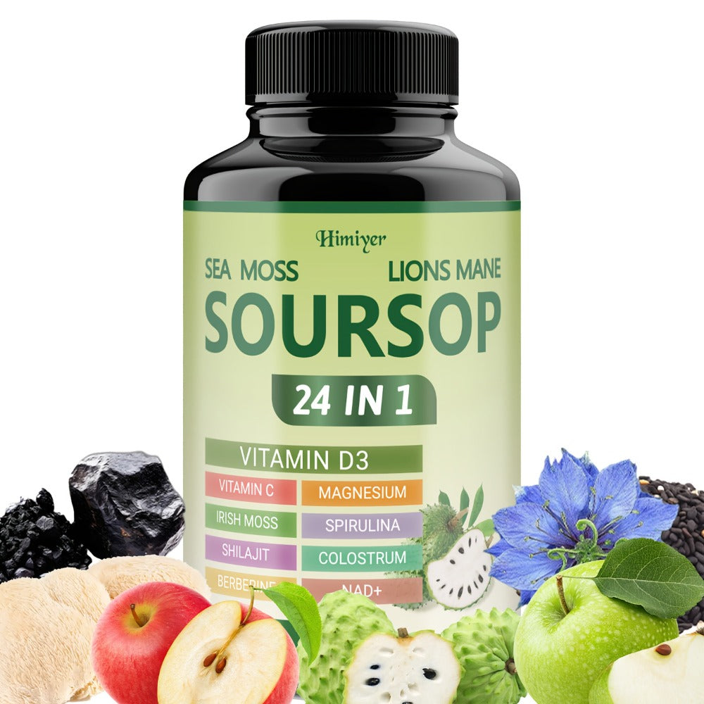 Soursop Capsules Advanced Herbal Supplement with Shilajit, Irish Moss, Berberine & NAD+, Immunity