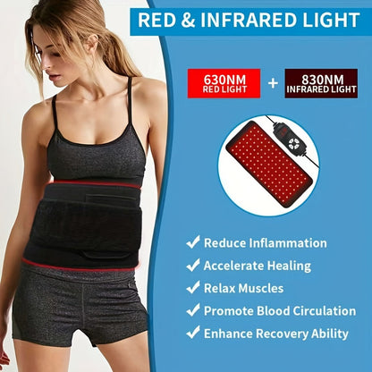 Wearable 210-LED Red and Infrared Light Pad, 16.1 x 7.9 Inches with Five Brightness and Six Timer Settings