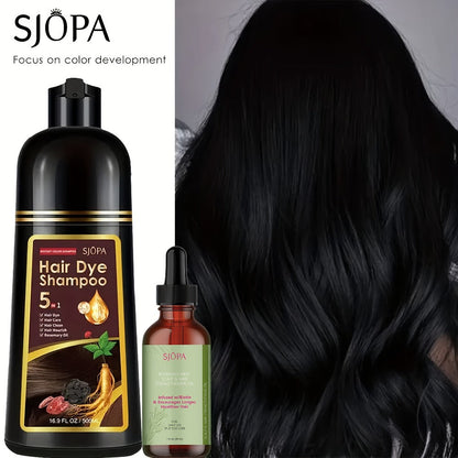 Hair Color Shampoo, SJOPA 5-in-1 16.9oz Bottle-and-Dropper Presentation with 12 Color Options