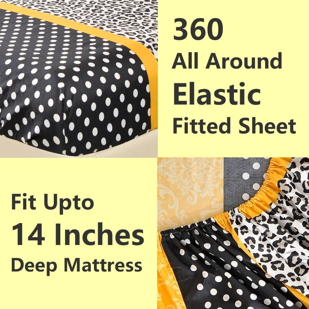 Bed Sheet Set Patchwork Microfiber in 4- or 6-Piece Configuration with 14-Inch Pocket and Three Colors