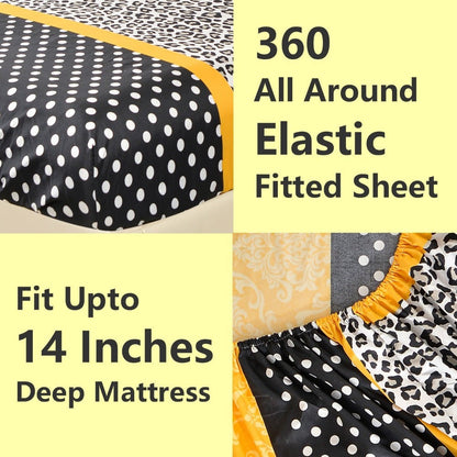 Bed Sheet Set Patchwork Microfiber in 4- or 6-Piece Configuration with 14-Inch Pocket and Three Colors