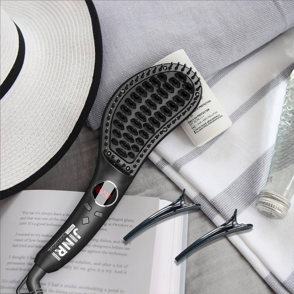 Ceramic Hair Straightener Brush 30 Sec Fast Heat Anti-Scald Straightening Comb Soft Touch, for Home, Travel and Salon Hair Styling