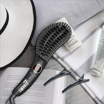 Ceramic Hair Straightener Brush 30 Sec Fast Heat Anti-Scald Straightening Comb Soft Touch, for Home, Travel and Salon Hair Styling