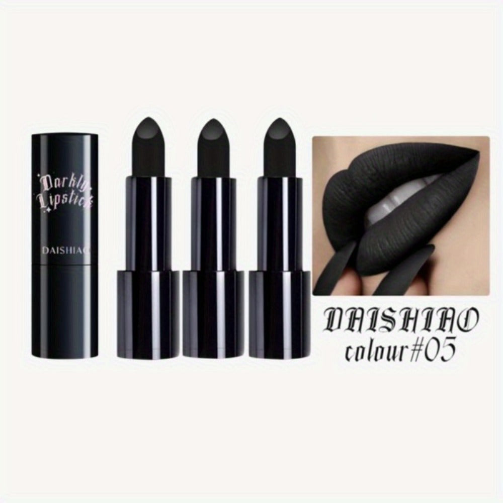 Black Matte Lipstick Set 3 Pack, for Makeup, Travel and Everyday Vanity Use, with the Listed Configuration
