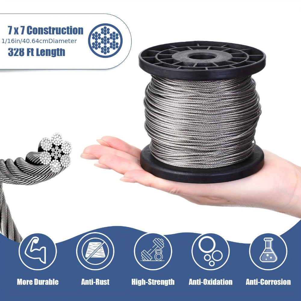 264Pcs Wire Rope Crimping Tool Kit 328ft for Entryways, Bedrooms and Living Spaces, with the Listed Configuration