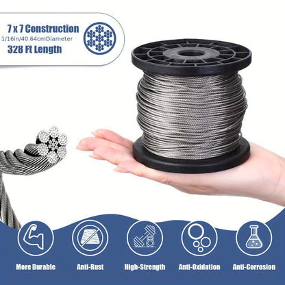 264Pcs Wire Rope Crimping Tool Kit 328ft for Entryways, Bedrooms and Living Spaces, with the Listed Configuration
