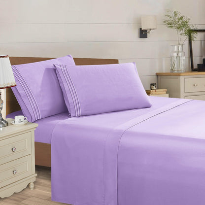Microfiber Bed Sheet Set 4-Piece Deep Pocket Cooling Sheets Twin Full Queen King Cal King Split King