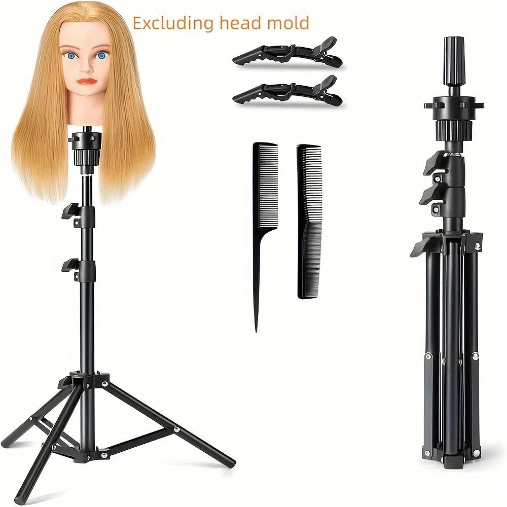 Adjustable Wig Stand Tripod 360 Rotation Aluminum Alloy Height Adjustable to 50 Inch Foldable Portable Mannequin Head Stand for Styling