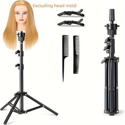 Adjustable Wig Stand Tripod 360 Rotation Aluminum Alloy Height Adjustable to 50 Inch Foldable Portable Mannequin Head Stand for Styling