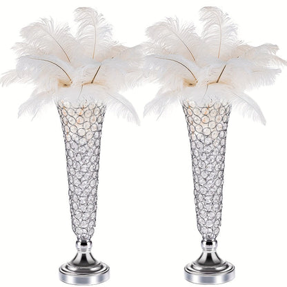 Crystal Trumpet Flower Vase Centerpieces for Wedding Table – Bling Wrought Crystal Vases for Party, Anniversary, Birthday