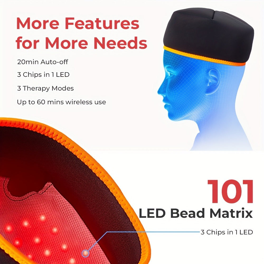 Red Light Therapy Cap 101 LEDs Detachable LED Panel Infrared Light Hat for Brain Relaxation for Entryways, Bedrooms and Living Spaces