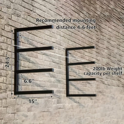 Lumber Storage Rack Wall Mount 4-Level, Per Level Metal Wood Organizer Rack for Garage, Shed & Workshop