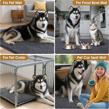 Chenille Dog Door Mat Super Muddy Paws Pet Rug Gingham Entryway Mat Indoor Outdoor Multiple Sizes & Colors