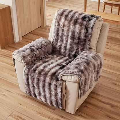 Plush Faux-Fur Style Recliner Chair Drape, 55 x 190 cm, in Coffee, Gray or White for One Seat