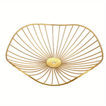 Fruit Basket Stand 3-Tier Decorative Iron Metal Wire Fruit Bowl with Lotus Leaf Design, Countertop Holder for Fruits Vegetables Bread