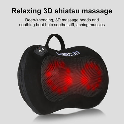 Neck & Back Massager Pillow with Heat, Wireless 3D Kneading Acupressure Electric Massage Pillow for Lumbar