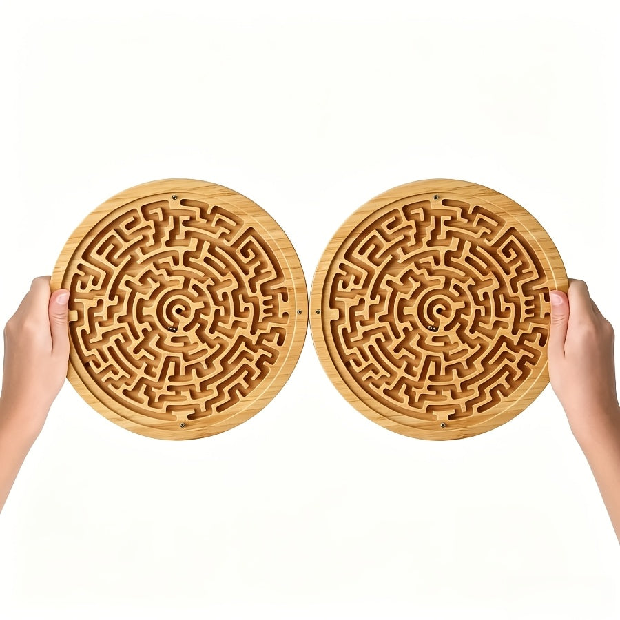 Wooden Maze Balance Board with Steel Ball, Brain Training Puzzle Game for Kids & Adults, Hand-Eye Coordination