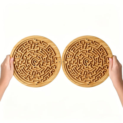 Wooden Maze Balance Board with Steel Ball, Brain Training Puzzle Game for Kids & Adults, Hand-Eye Coordination