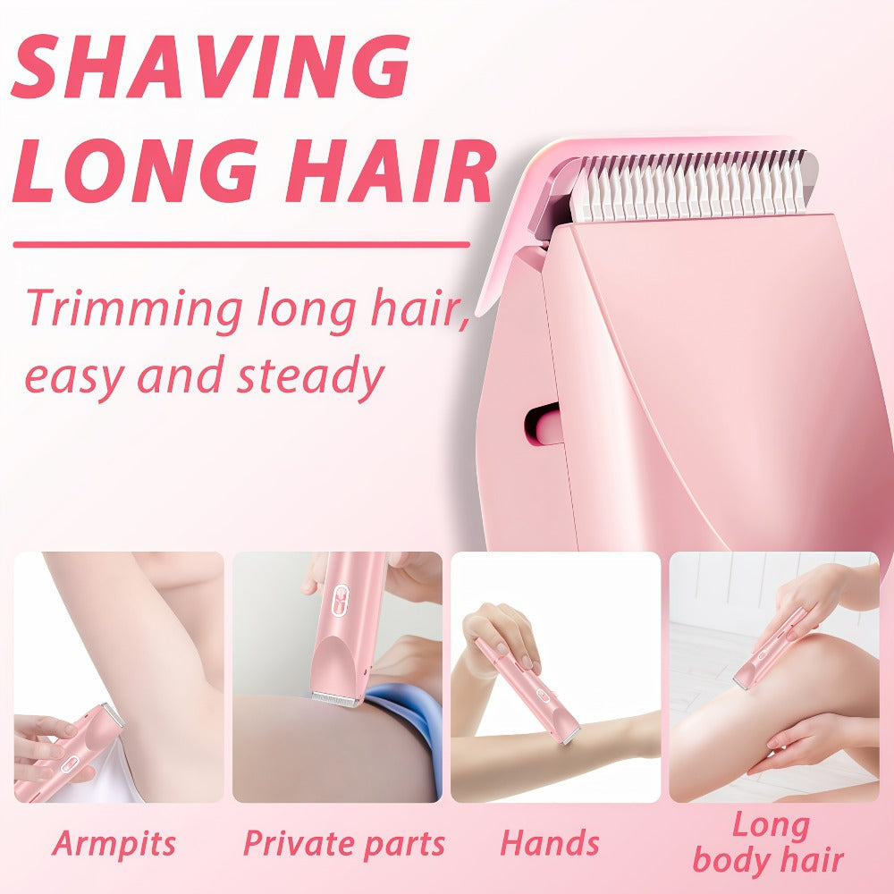 Bikini Trimmer for Women 2-in-1 Dual Head IPX7 Waterproof Electric Shaver Body Hair Trimmer Facial Hair Remover Bikini Underarm Leg Arm Face