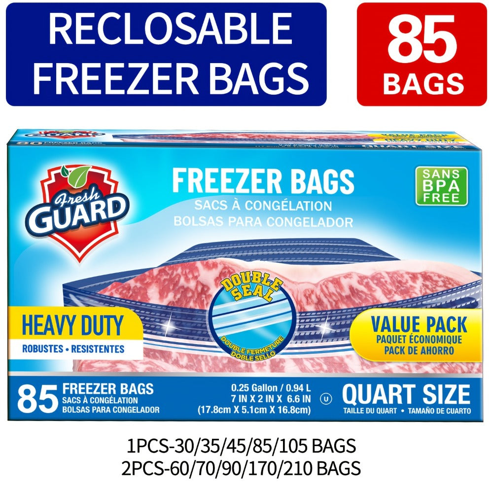 Reclosable Food Storage Bags Heavy Duty Ziplock Seal Fresh-Keeping Bags for Fruits Vegetables Grains Meat Kitchen Organizer Multiple Sizes