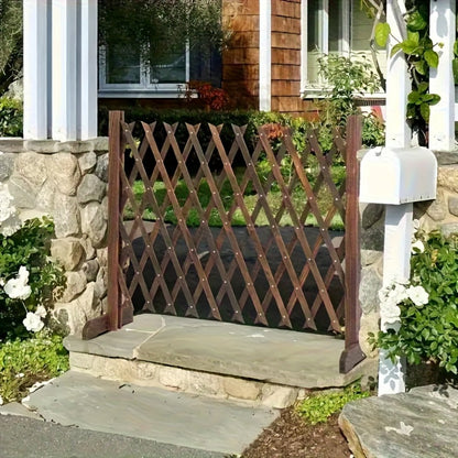 Expandable Wooden Pet Gate Fence Freestanding Retractable Indoor Outdoor Safety Barrier for Entryways, Bedrooms and Living Spaces
