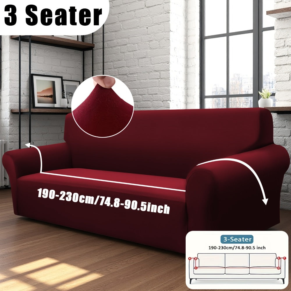 Sofa Cover Solid-Color Fitted Slipcover Options for 1, 2, 3 or 4-Seater Sofas and Separate Pillowcase