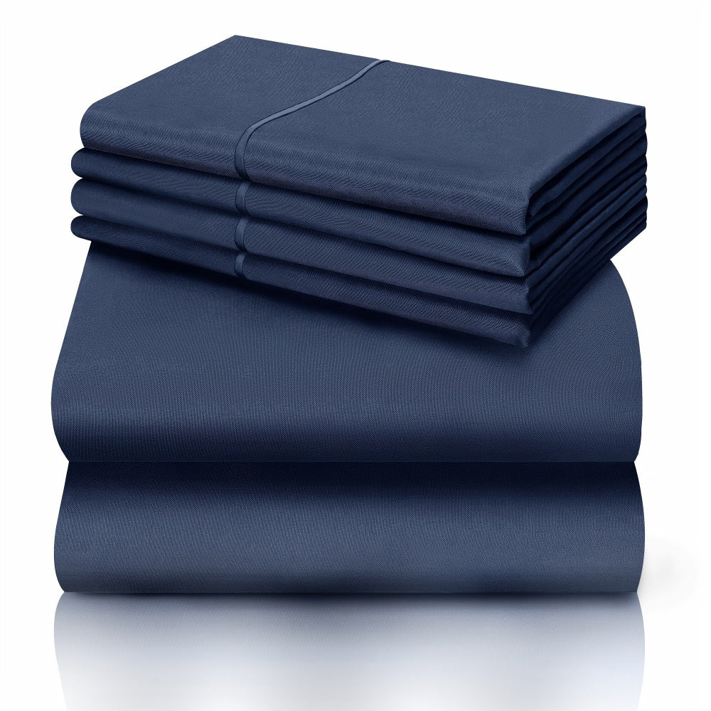 Bed Sheet Set California King 6-Piece Microfiber with 18-Inch Pocket and Sixteen Solid Color Choices