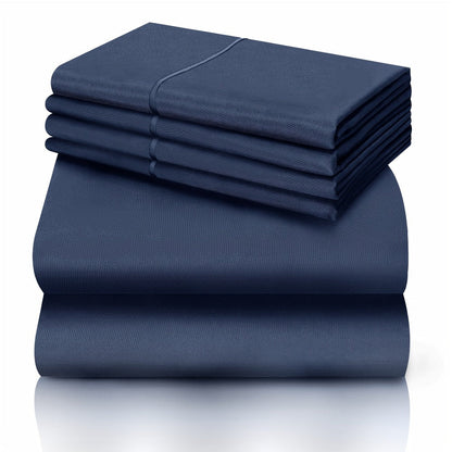 Bed Sheet Set California King 6-Piece Microfiber with 18-Inch Pocket and Sixteen Solid Color Choices