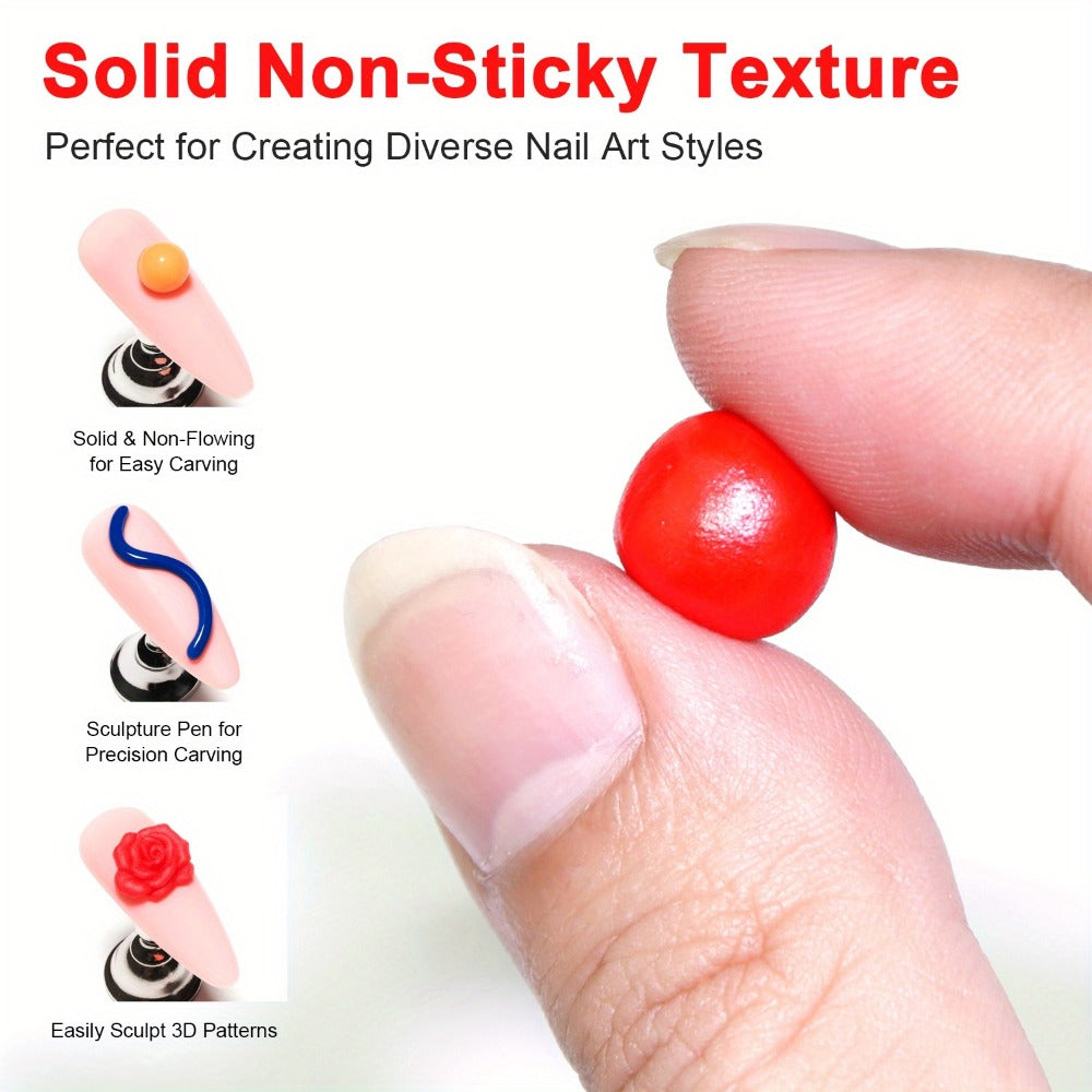 Nail Sculpting Gel Kit 3D 4D 12 Colors with Carving Pen – Firm Non-Sticky Soak-Off Sculpture Gel for Flowers, Leaves