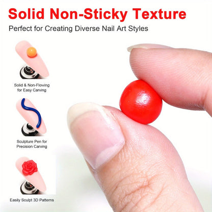Nail Sculpting Gel Kit 3D 4D 12 Colors with Carving Pen – Firm Non-Sticky Soak-Off Sculpture Gel for Flowers, Leaves