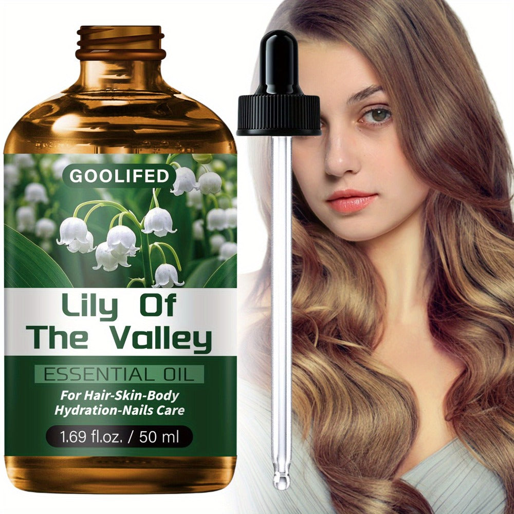 Lily of the Valley Body Oil Blend in a 50ml Amber Dropper Bottle with Floral Green Label Design