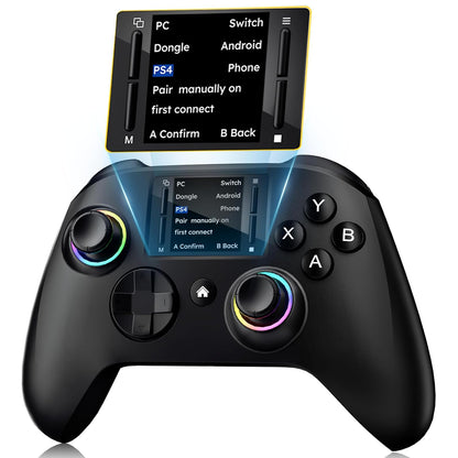 Touchscreen Wireless Gaming Controller in Black with Four Back Buttons and Optional Detachable Phone Bracket