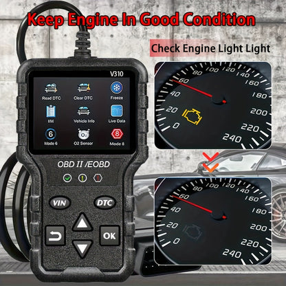 OBD2 Scanner Diagnostic Tool – Full OBD2 Engine Code Reader with Modes 6 & 8, USB Powered for All OBDII/EOBD Vehicles 1996+