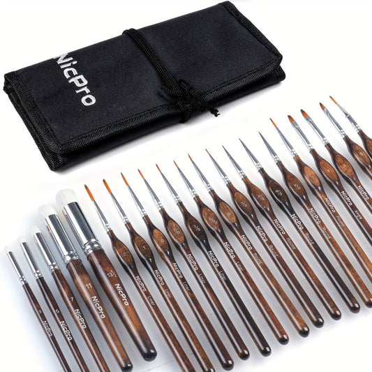 Miniature Paint Brush Set with Cloth Roll Detail Brushes for Acrylic Oil with the Listed Color, Size or Set Options for Everyday Use
