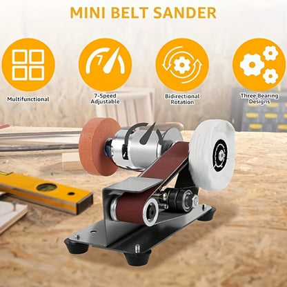 Mini Belt Sander 3-in-1 Electric Desktop Knife Sharpener 15 Degree 7 Speed Adjustable for Entryways, Bedrooms and Living Spaces