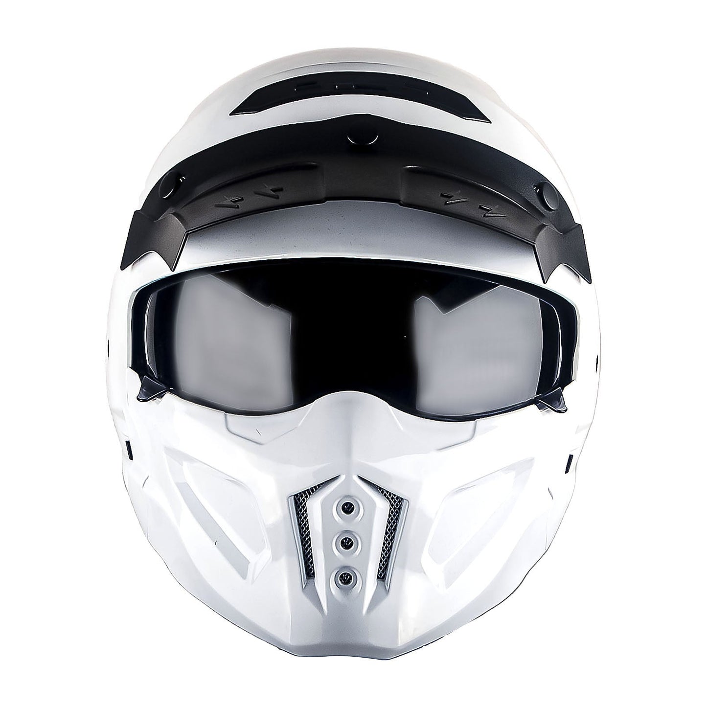 Motorcycle Helmet Convertible Full/Open-Face Shell with Detachable Mask, Smoked Shield, S-XL Sizes and Multiple Styles