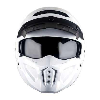 Motorcycle Helmet Convertible Full/Open-Face Shell with Detachable Mask, Smoked Shield, S-XL Sizes and Multiple Styles