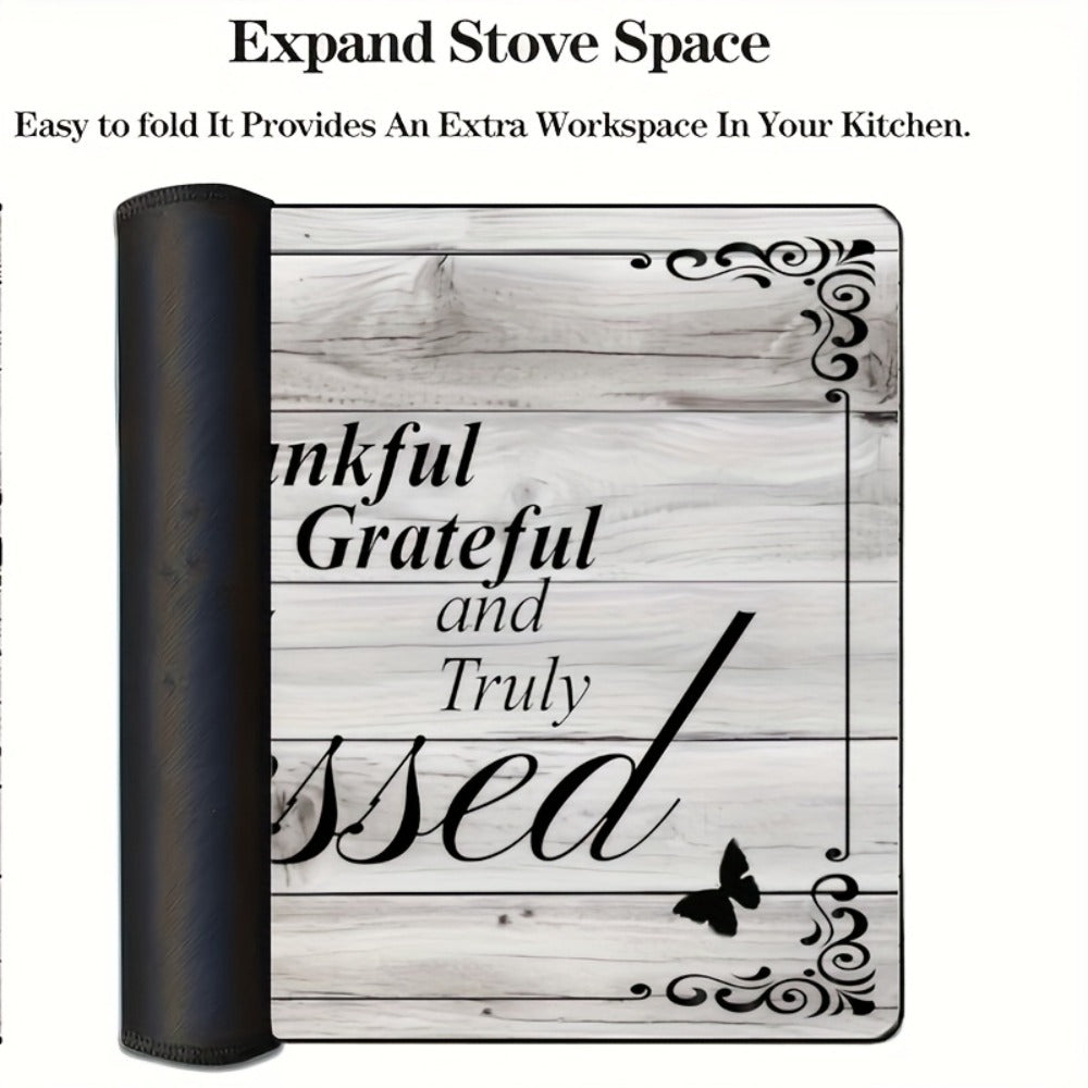 Stove Top Cover Heat Resistant Scratch-Proof 28.5x20.5" – Thankful Grateful Blessed Kitchen Decor Glass Protector Mat for Cooktops