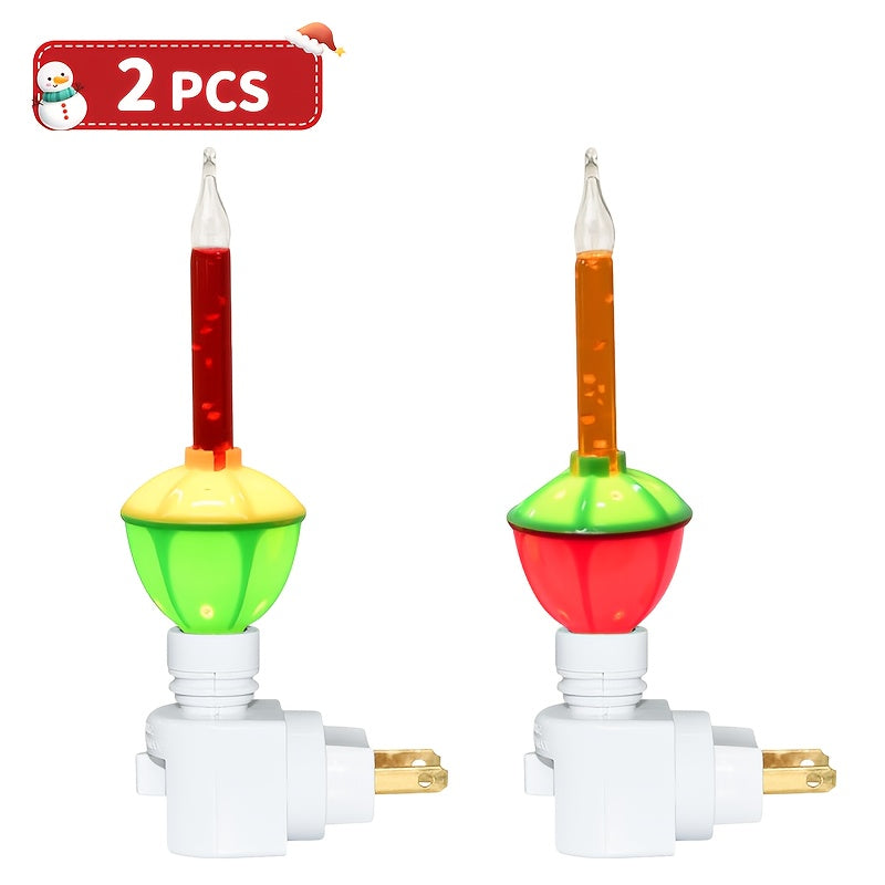 Christmas Bubble Lights 2 Pack Traditional Multi-Color Bubble Liquid Night Lights Plug-In for Entryways, Bedrooms and Living Spaces