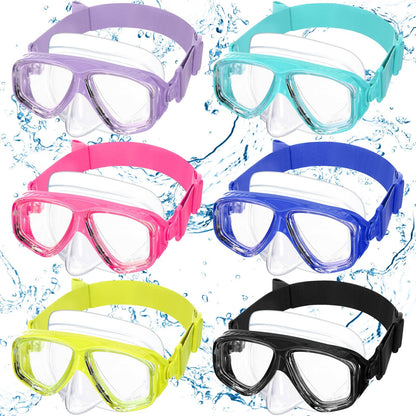 Six-Pack Nose-Cover Swimming Masks with 6.7-Inch Frames, Adjustable Elastic Straps and Mixed Color Assortment