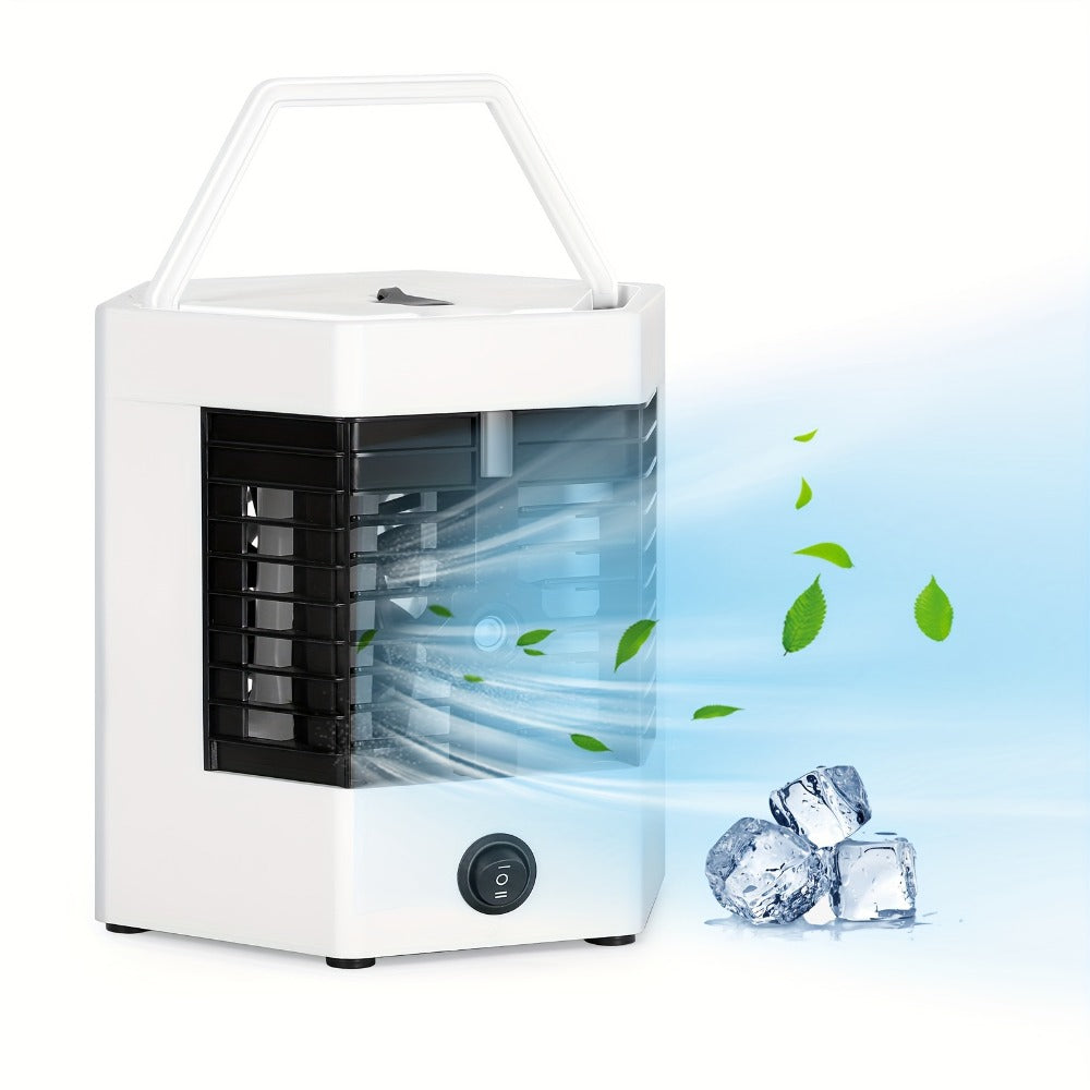 Portable Ice Cooler Fan, Mini Personal Air Conditioner with Water Ice Cooling, Anti-Leak Design & Replaceable Filter