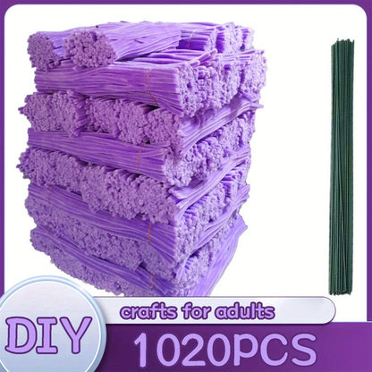 Pipe Cleaners 1020pcs Chenille Stems 20 Colors, Upgraded Thick Fuzzy Sticks with Patterned Rods for Kids Adults Teachers