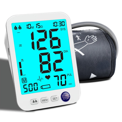 Blood Pressure Monitor for Upper Arm, Large Backlit Display with 22-42cm Cuff and Dual Power Options