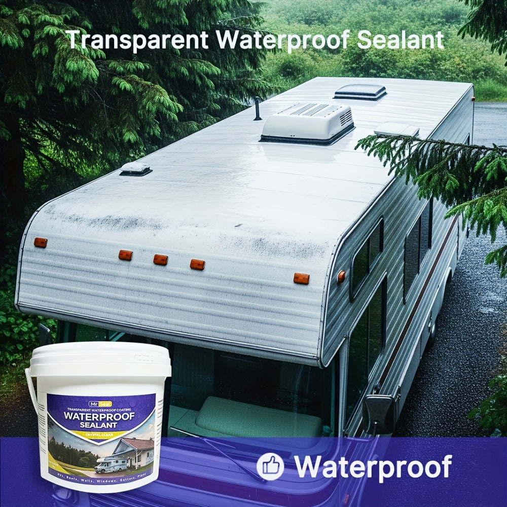 RV Waterproof Sealant 4.41LB – Flexible Clear Roof & Gutter Sealant Covers 160 Sq Ft | Multi-Surface Water-Based Coating for RV