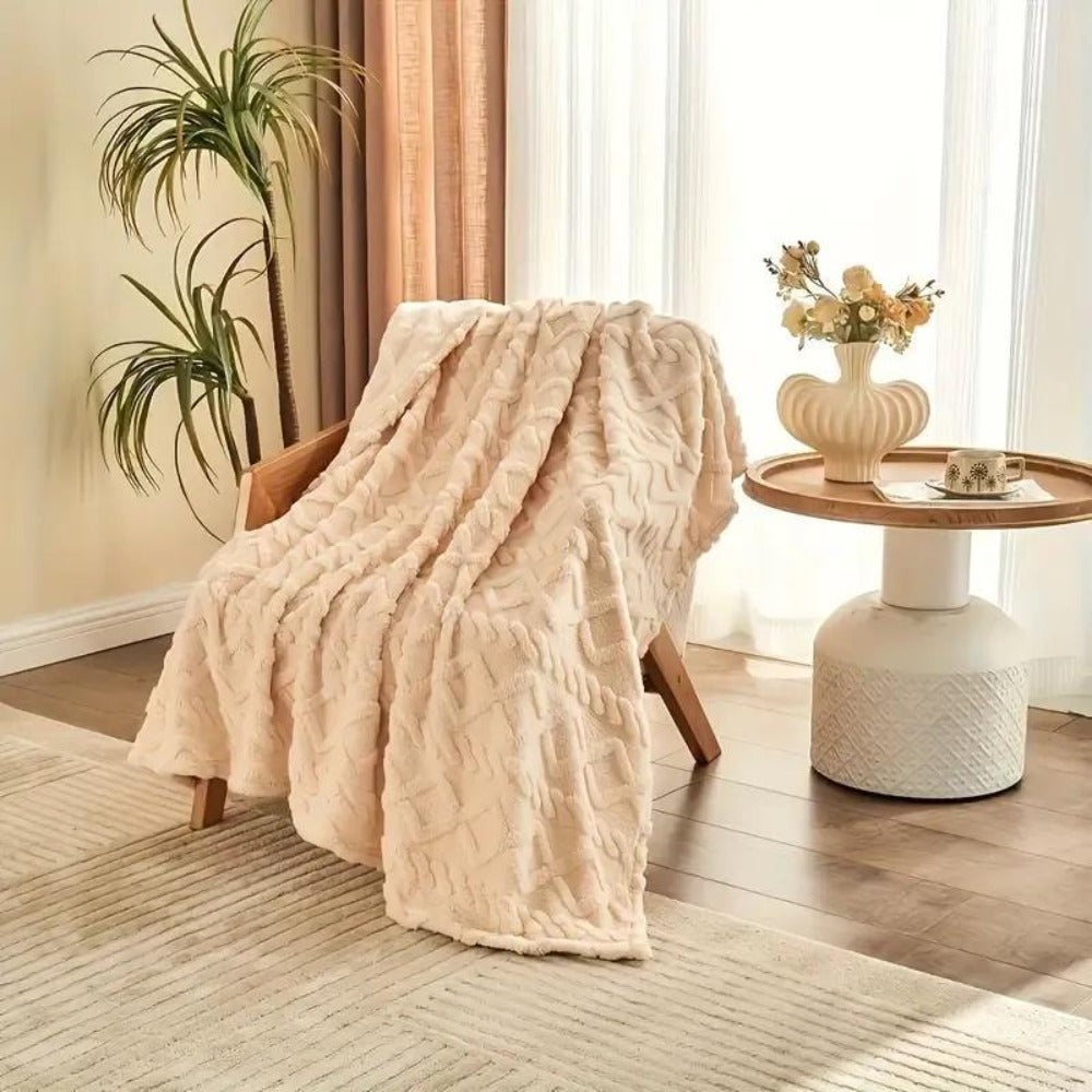 3D Plush Dense Weave Fleece Blanket, Ultra- Throw for Bed, Couch, Travel & Outdoor, Air-Conditioning Friendly