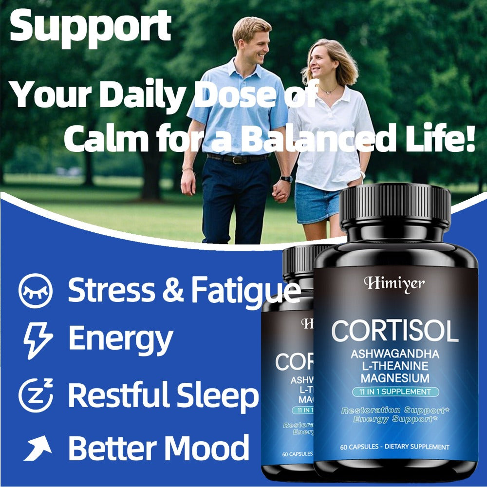 Rhodiola Ashwagandha Stress Capsules with L-Theanine & Magnesium, Cortisol Balance, Deep Sleep & Mood Support Supplement for Women & Men