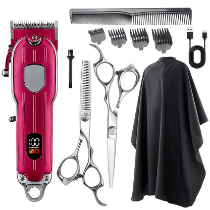 Barber Hair Clipper Kit for Men – USB Rechargeable Digital Size Adjustment, Complete Set with Scissors & 4 Limit Combs