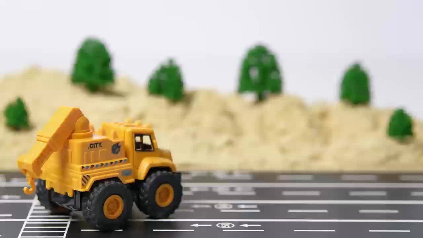 4-Piece Construction Truck Set for Kids, Excavator Dump Truck Crane Cement Mixer Sandbox STEM Engineering Vehicle Playset